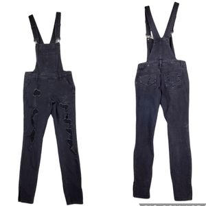 DOLLHOUSE Skinny Overalls Black Distressed Juniors Sz 3